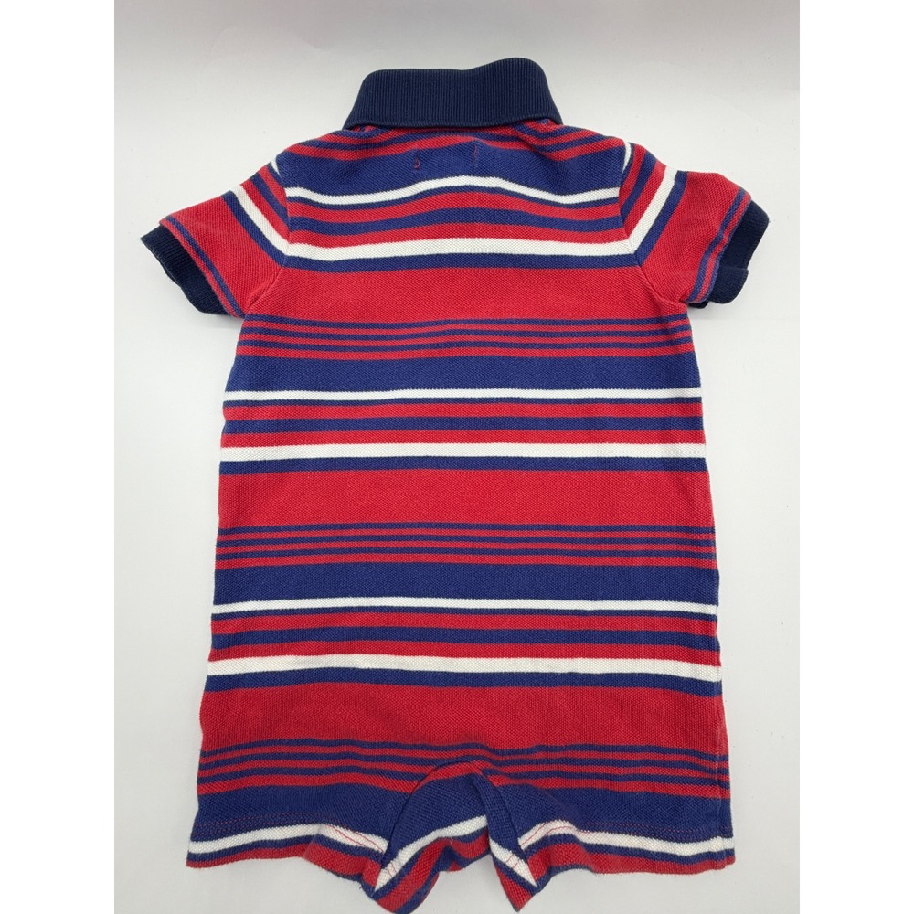 Ralph Lauren Polo Romper Baby Boy 6M Red White Blue Striped Short Sleeve USA - Picture 4 of 7
